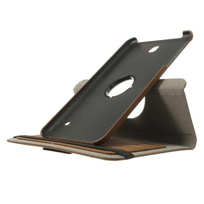 A-One Brand - Denim Rotating Plånboksfodral till Samsung Galaxy Tab 4 8.0 (Brun)