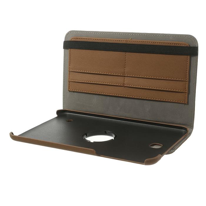 A-One Brand - Denim Rotating Plånboksfodral till Samsung Galaxy Tab 4 8.0 (Brun)