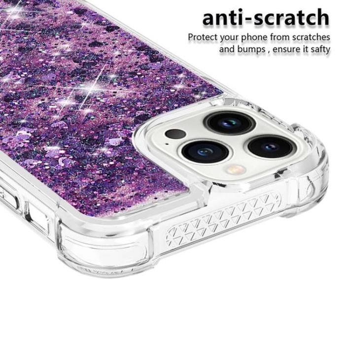 OEM - iPhone 14 Pro Max Skal Liquid Floating Glitter - Lila