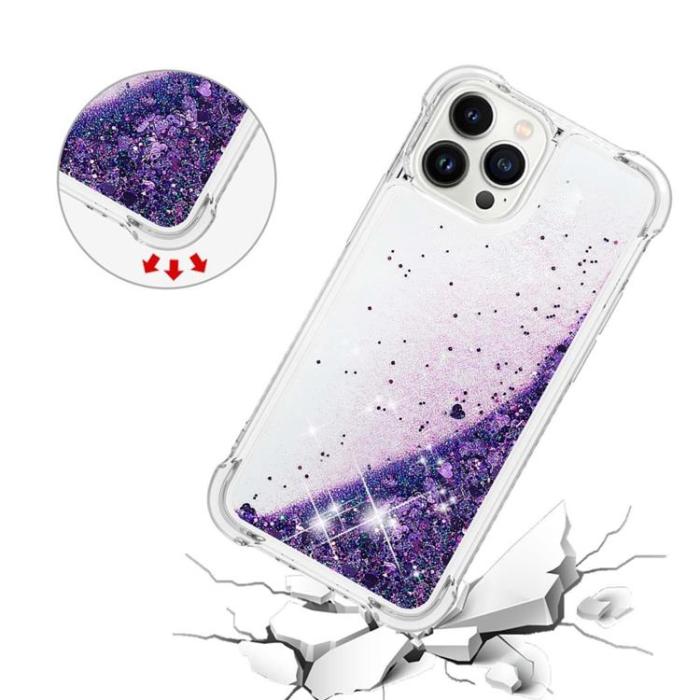OEM - iPhone 14 Pro Max Skal Liquid Floating Glitter - Lila