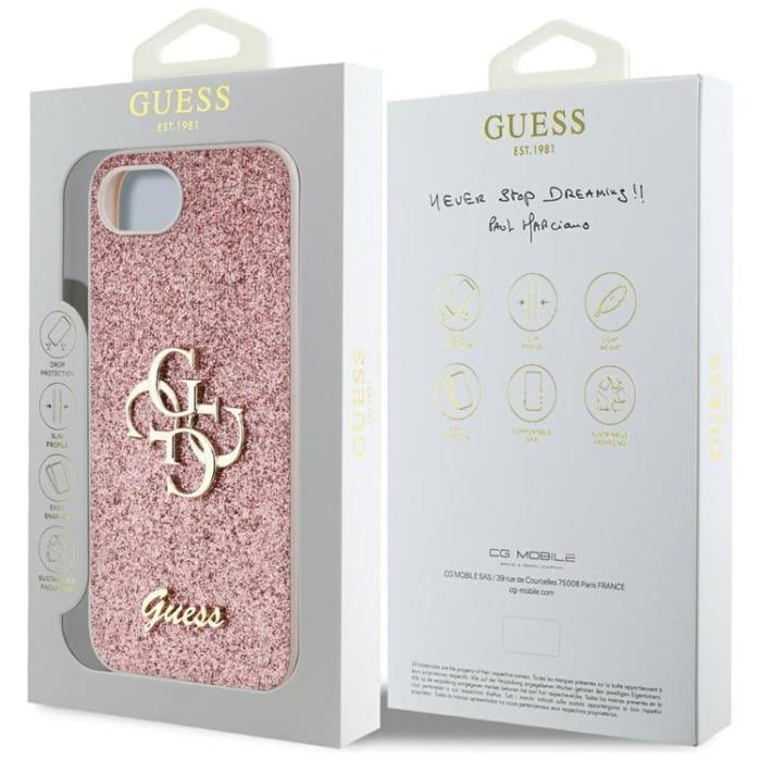 Guess - Guess iPhone 16e Mobilskal Fixed Glitter Big 4G - Rosa