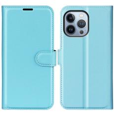 OEM - Litchi Flip iPhone 14 Pro Max Plånboksfodral - Blå