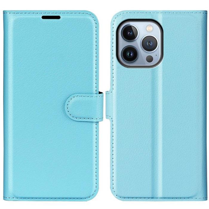 OEM - Litchi Flip iPhone 14 Pro Max Plånboksfodral - Blå
