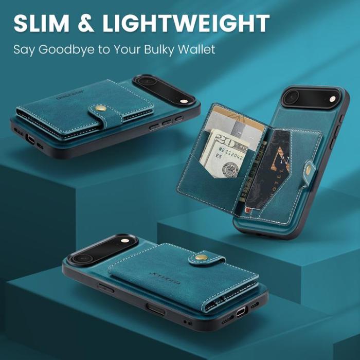 OEM - JEEHOOD iPhone Air Mobilskal KonstLäder + Plast Avtagbar - Blå