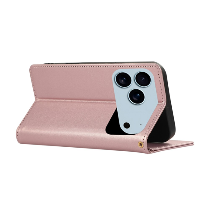 A-One Brand - iPhone 17 Pro Max Plånboksfodral RFID Rhombus Läder - Roséguld