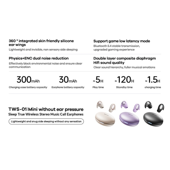 Remax - REMAX TWS In-Ear Hörlurar Bluetooth ENC TWS-01 - Lila
