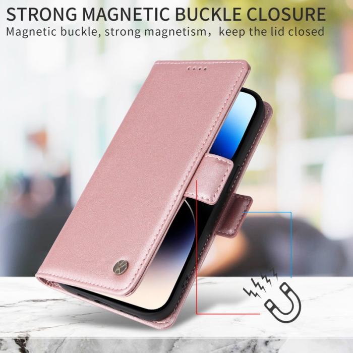 YIKATU - YIKATU Samsung Galaxy A37 Plånboksfodral Konstläder Ställ Skydd - Rosa Gold