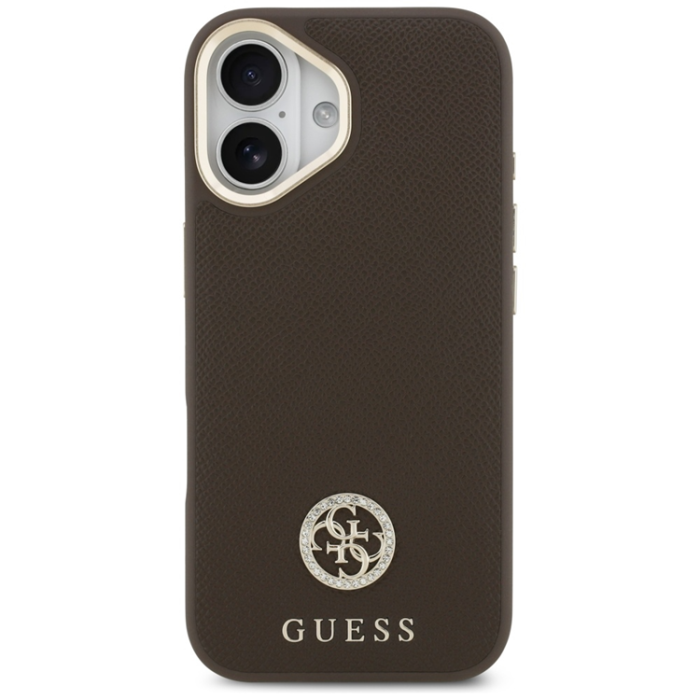 Guess - Guess iPhone 17 Mobilskal Magsafe Grained Strass Logo - Brun