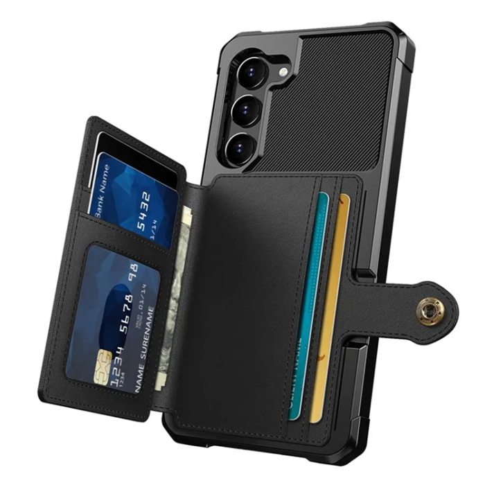 A-One Brand - Galaxy S23 Mobilskal Korthållare ZM03 PU-Läder - Svart