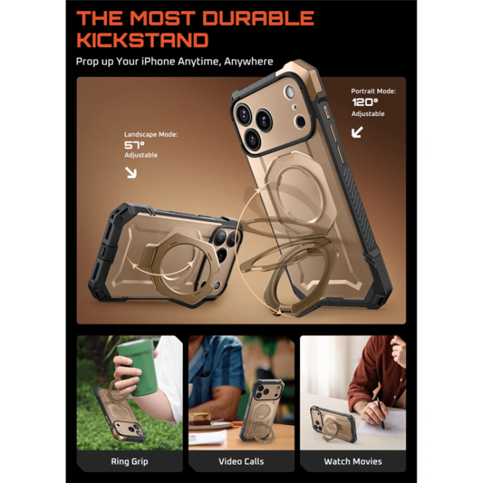 SupCase - Supcase iPhone 17 Pro Mobilskal Magsafe Kickstand UB Grip - Desert Guld