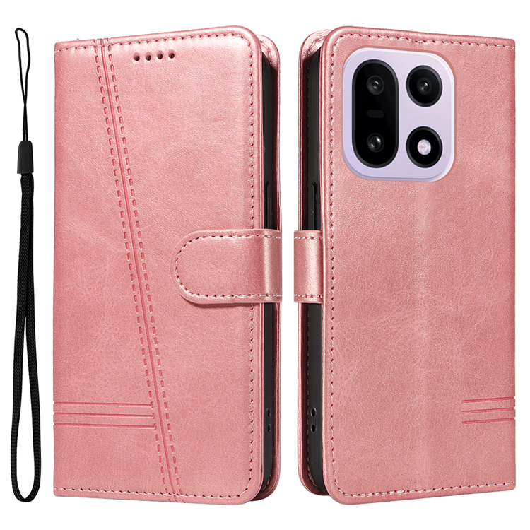 OnePlus 15 5G Plånboksfodral T-Shape Lines Konstläder (Roséguld) | 2353 | AlltMobil