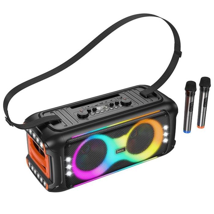 Hoco - Hoco Trådlös Högtalare Med 2xTrådlösa Mikrofoner LED 60W (Karaoke Set) HA9