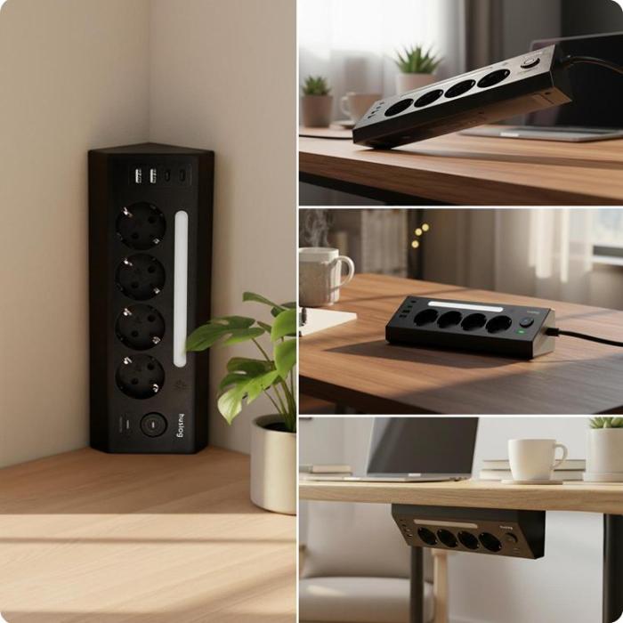 Huslog - Huslog Vertikal Grenuttag med LED HUS1054 - Svart