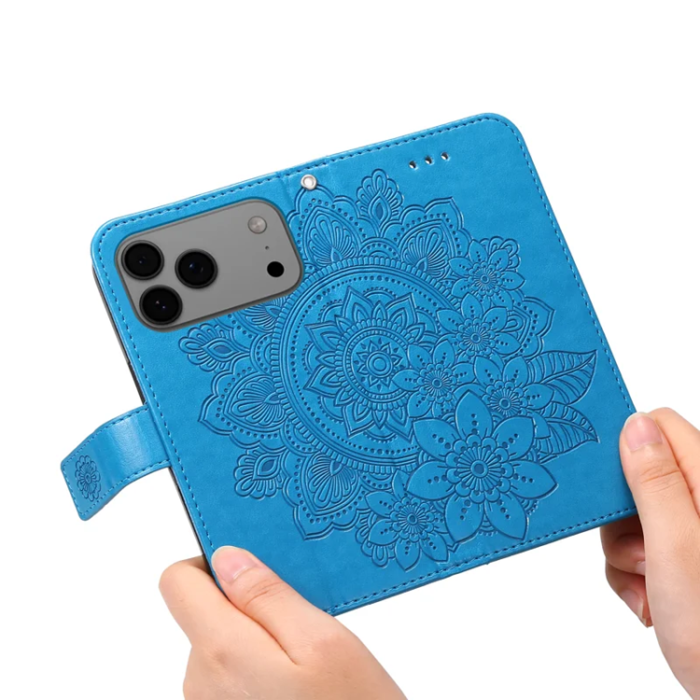 A-One Brand - iPhone 17 Pro Max Plånboksfodral Floral Pattern - Blå