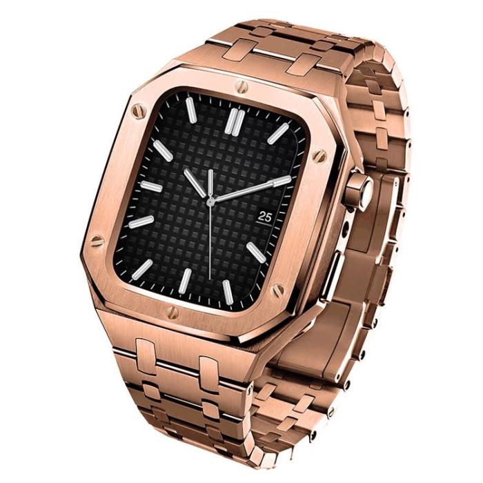 A-One Brand - Apple Watch 4/5/6/7/8/SE (44/45mm) Luxury Band Armor Stainless Steel - Rosa Guld