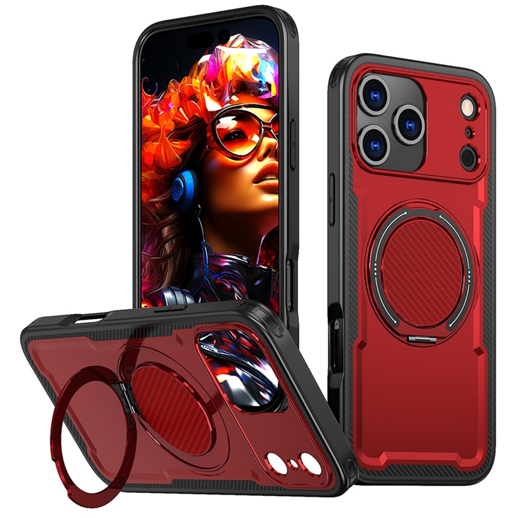 iPhone 17 Pro Mobilskal MagSafe TPU+PC Kickstand - Röd | 2353 | AlltMobil