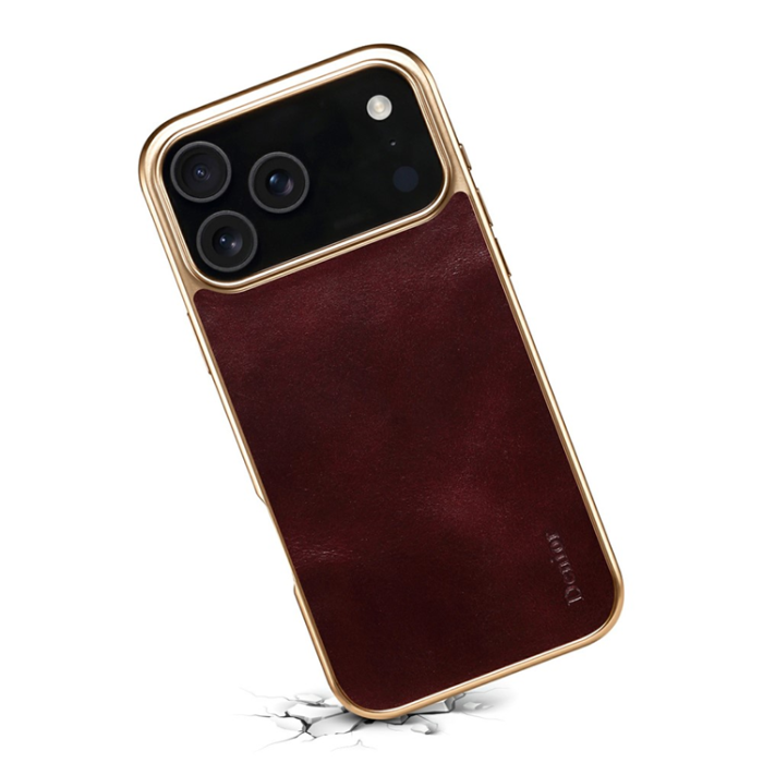 DENIOR - DENIOR iPhone 17 Pro Max Mobilskal Äkta Läder Electroplating