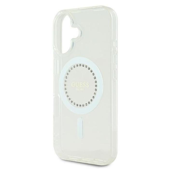 Guess - Guess iPhone 16 Mobilskal MagSafe IML Rhinestones - Vit