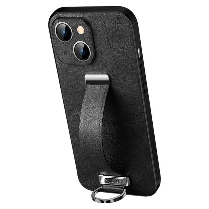 SULADA - SULADA Mobilskal till iPhone 14 Kickstand PU Läder Crazy Horse Svart