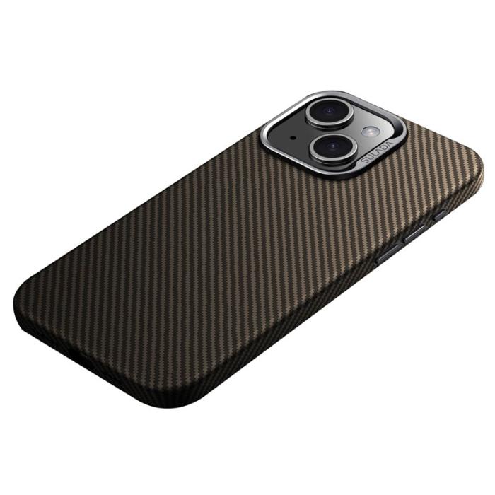 SULADA - SULADA Mobilskal till iPhone 14 Kolfiber PU+TPU Slim Magsafe - Brun