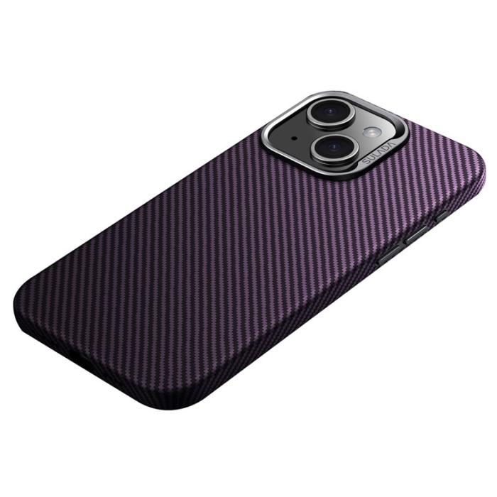 SULADA - SULADA Mobilskal till iPhone 14 Kolfiber PU+TPU Slim MagSafe - Lila