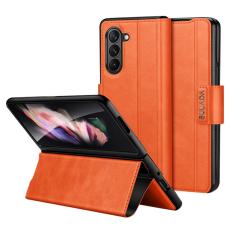 SULADA - SULADA Galaxy Z Fold5 KonstL&auml;der Skyddsfodral Orange
