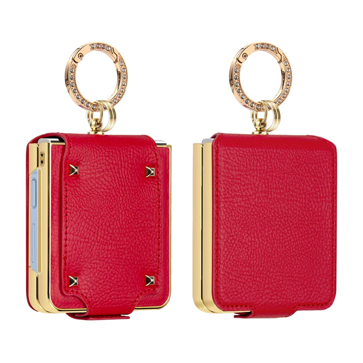 Galaxy Z Flip 7 Mobilskal PU + PC med Fingerhållare - Röd | 2353 | AlltMobil