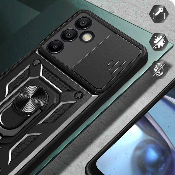 OEM - Galaxy A36 Mobilskal Hybrid Armor Camshield - Svart