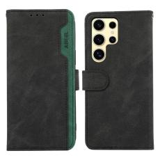 ABEEL - ABEEL Samsung Galaxy S21 Ultra 5G Pl&aring;nboksfodral RFID-Skydd Konstl&auml;der Svart