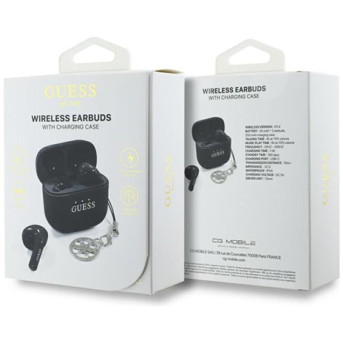 Guess - Guess TWS In-Ear Hörlurar Glossy Effect Printed Logo & Charm - Svart