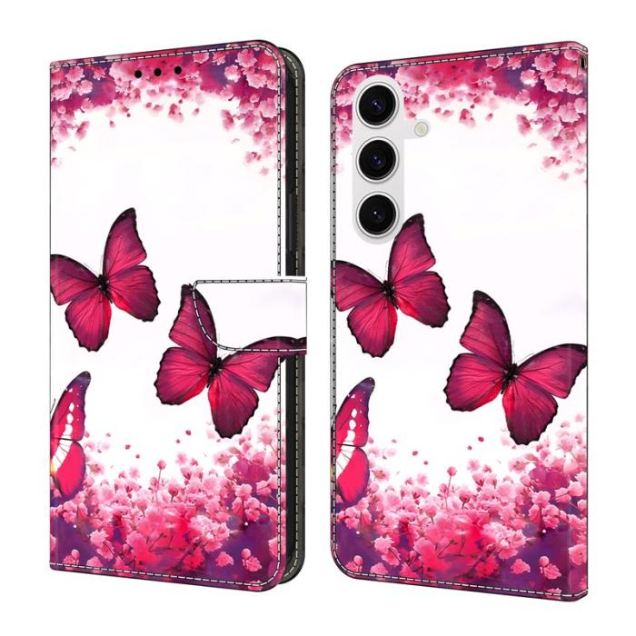 OEM - Samsung Galaxy S26 Plånboksfodral Fällbart Ställ Konstläder Mönster - Röd Fjäril