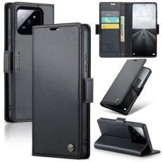 Caseme - CASEME Xiaomi 14 Pro Pl&aring;nboksfodral Konstl&auml;der RFID-Skydd Svart