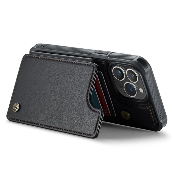 Caseme - CASEME C22 iPhone 14 Pro Max Fodral KonstLäder RFID-Skydd- Svart