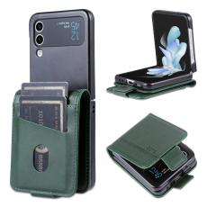 AZNS - AZNS Samsung Galaxy Z Flip3 5G Pl&aring;nboksfodral Konstl&auml;der - Gr&ouml;n