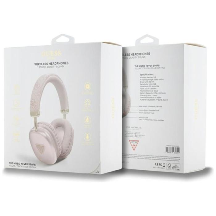 Guess - Guess Over-Ear Hörlurar Bluetooth 5.3 4G Triangle Logo - Rosa