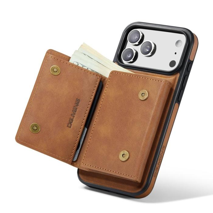 DG.MING - DG.MING M6 Series Mobilskal till iPhone 17 Pro Magnetiskt Plånboksfodral Brun
