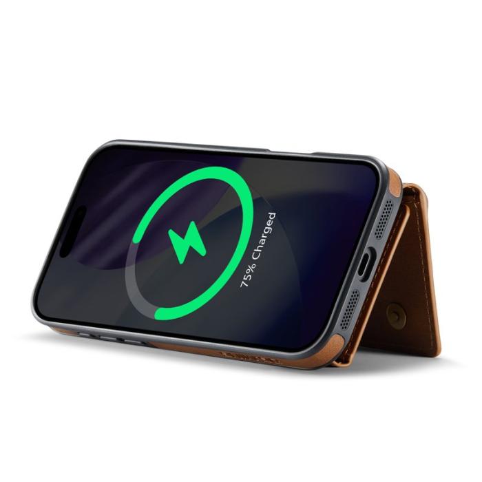 DG.MING - DG.MING M6 Series Mobilskal till iPhone 17 Pro Magnetiskt Plånboksfodral Brun