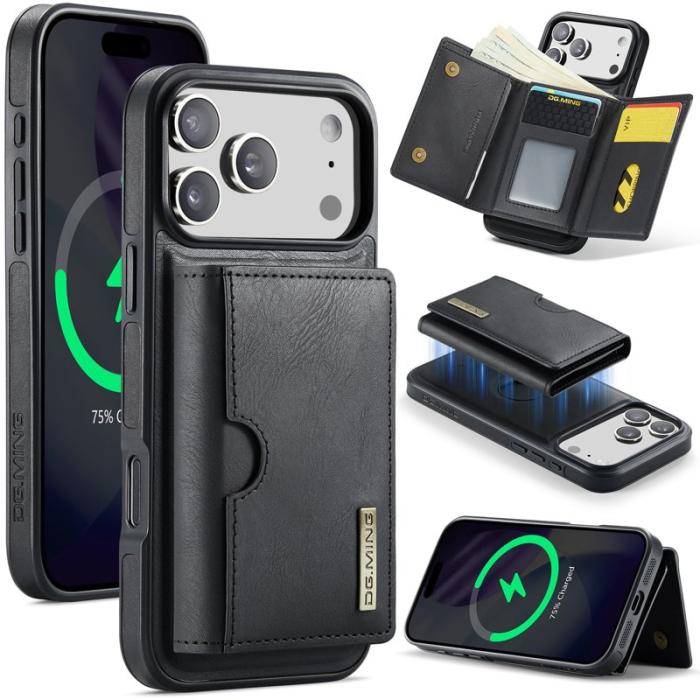 DG.MING - DG.MING M6 Series Mobilskal till iPhone 17 Pro Magnetiskt Plånboksfodral Svart