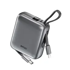 BWOO - BWOO Powerbank 10000mAh 22.5W med Inbyggda Kablar - Svart