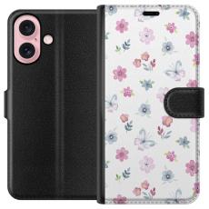 iSecrets - Plånboksfodral till Apple iPhone 16 med Blommor och fjärillar