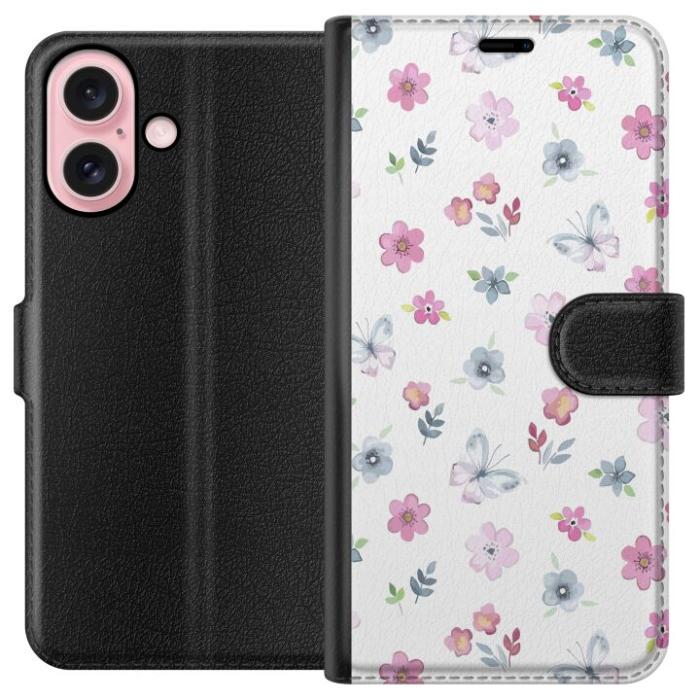 iSecrets - Plånboksfodral till Apple iPhone 16 med Blommor och fjärillar