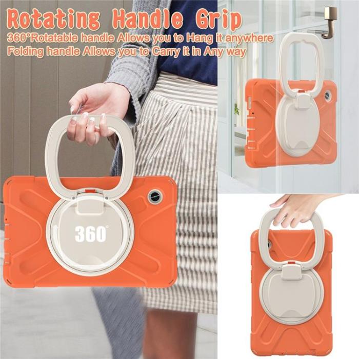 A-One Brand - Galaxy Tab A9 Skal Kickstand Handle Grip - Coral Orange