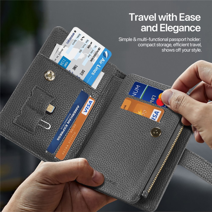 Dux Ducis - Dux Ducis Passhållare Plånbok RFID Multikort PU-Läder - Ljusgrå