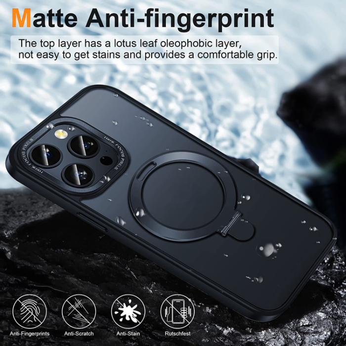 A-One Brand - iPhone 13 Pro Max Mobilskal Magsafe Ringhållare Kickstand - Svart