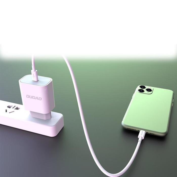 Dudao - Dudao Quick EU Väggladdare Lightning Kabel USB Type-C 18W - Vit
