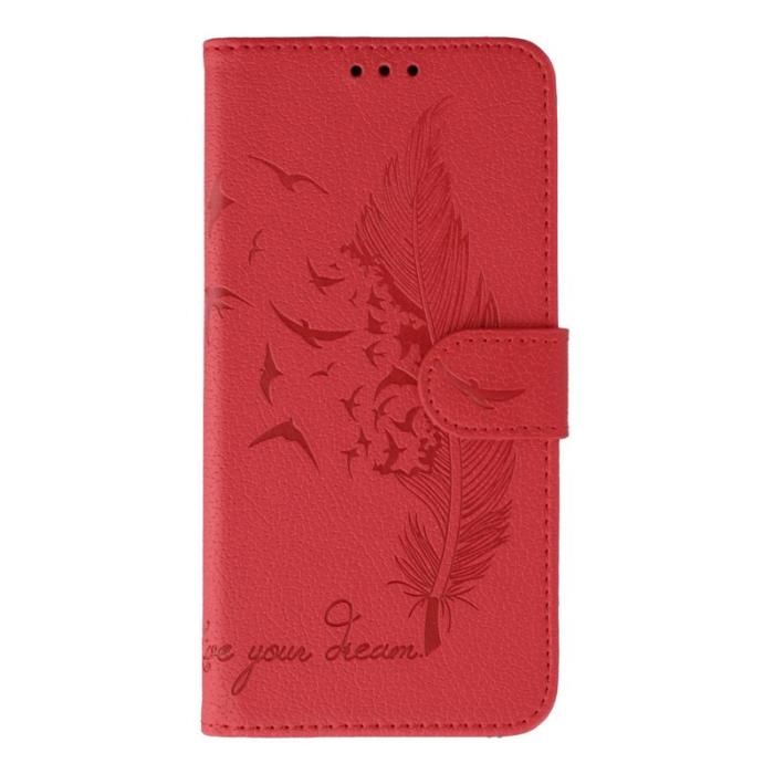 OEM - Samsung Galaxy S26 Fodral Konstläder Feather Imprint - Röd