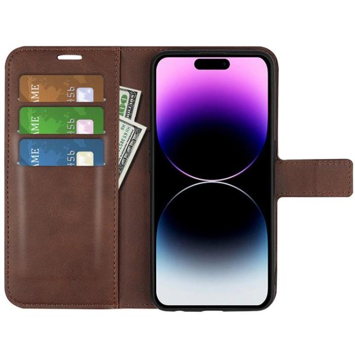 A-One Brand - iPhone 15 Pro Max Plånboksfodral Calf Flip Folio - Brun