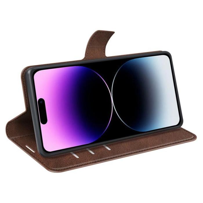A-One Brand - iPhone 15 Pro Max Plånboksfodral Calf Flip Folio - Brun