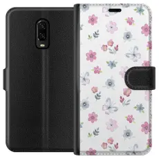 Gustaf - Pl&aring;nboksfodral till OnePlus 6T med Blommor och fj&auml;rillar