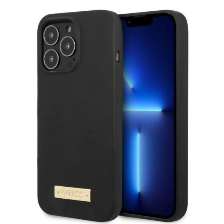 Guess iPhone 13 Pro Skal MagSafe Silicone Logo Plate - Svart | 2353 | AlltMobil